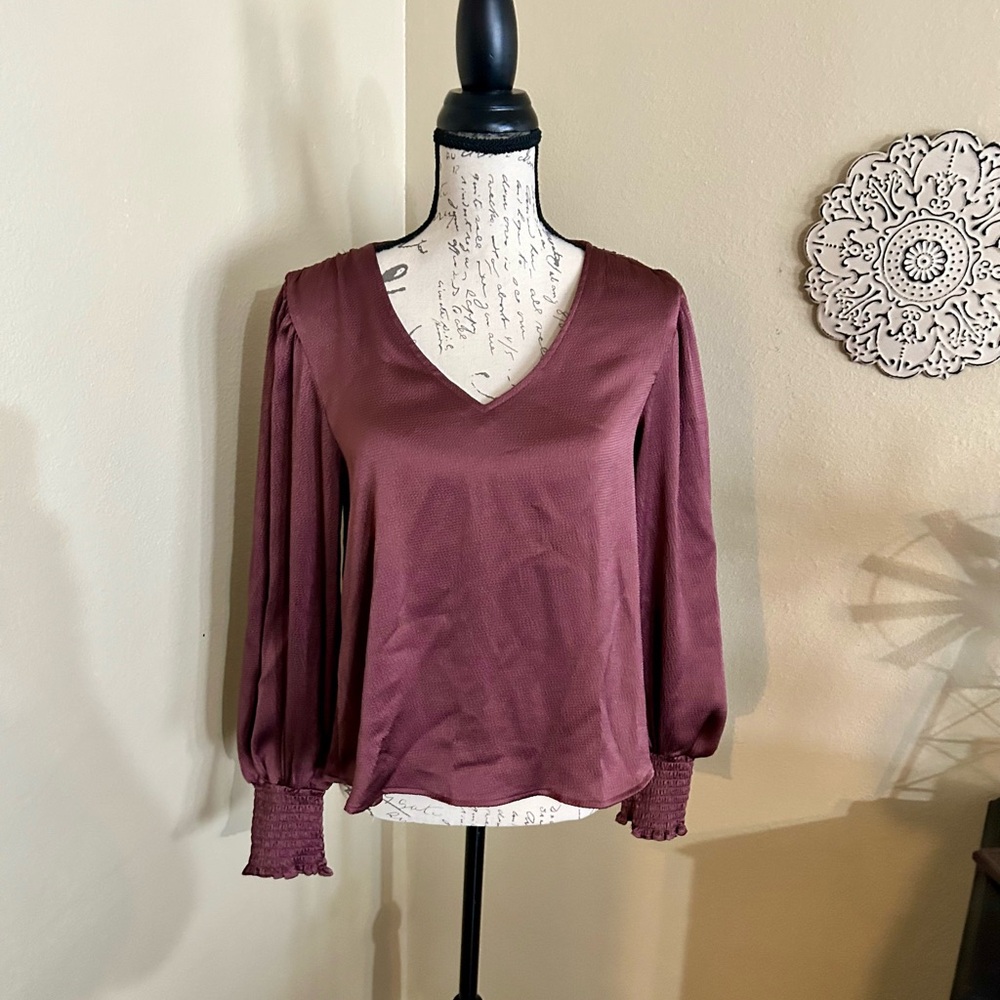 Boho silky material long sleeved top